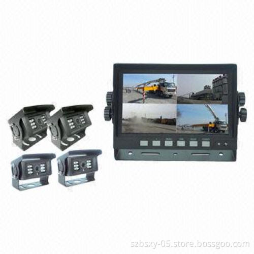 Super Wide Angle Cameras with High Resolution Digital Quad Monitor for Car Reversing System